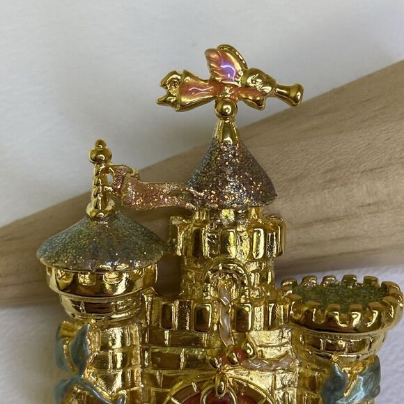 Kirks Folly Fairytale Castle Rapunzel Princess Gold Tone Enamel Brooch - Picture 4 of 8